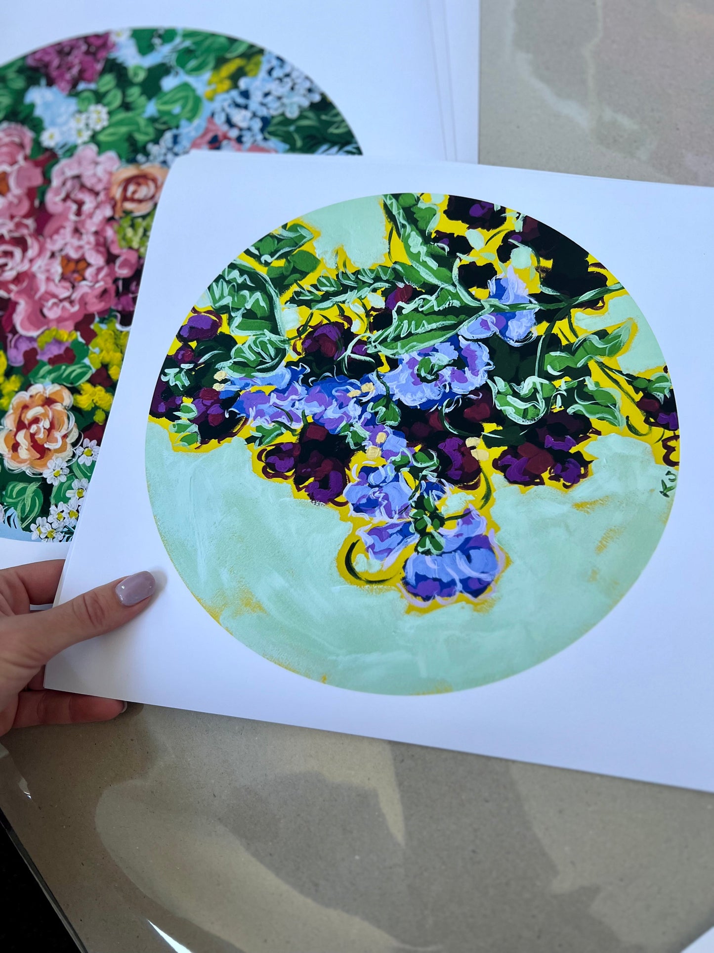 Sweet peas floral print FRAMED